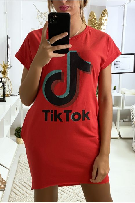 womens red t shirt dress