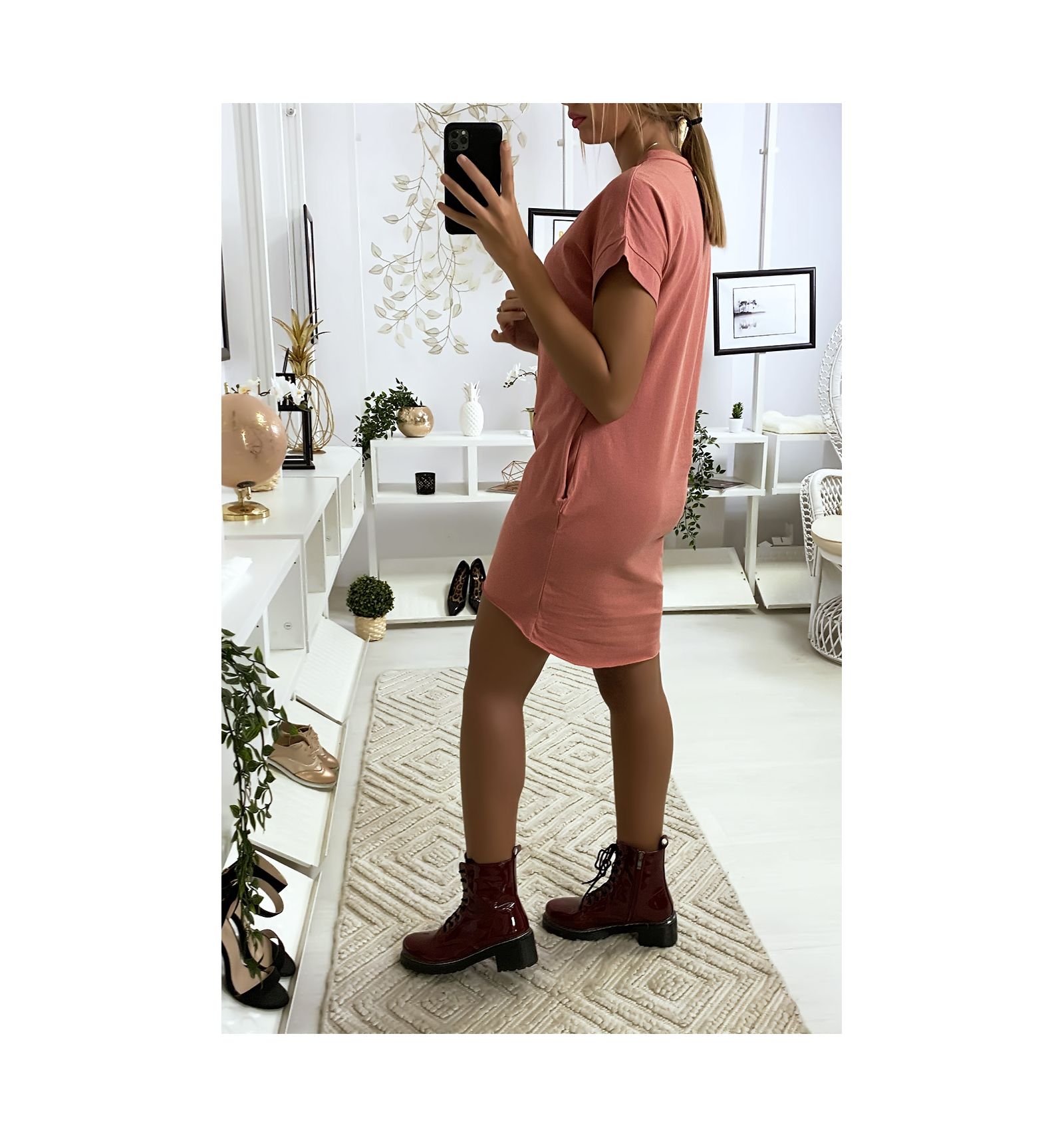 fuchsia t shirt dress
