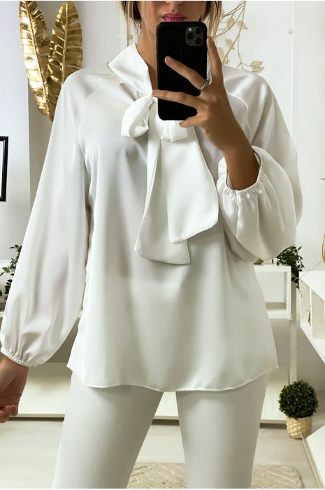 white satin blouse with collar