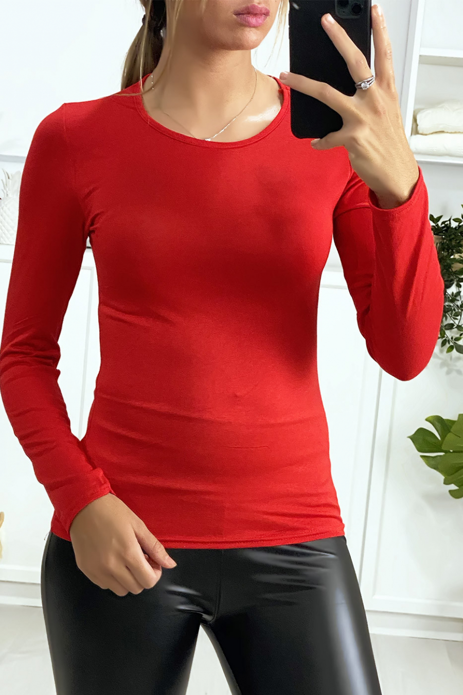 sous pull rouge femme