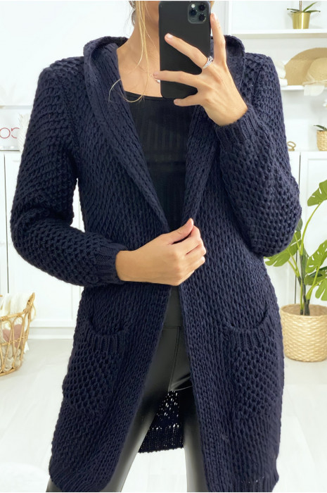 womens navy cardigan with pockets