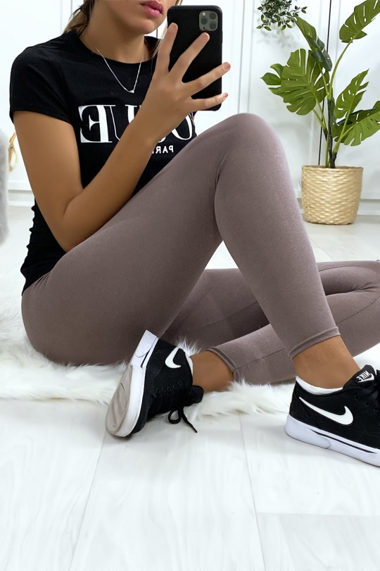 Leggings uni basique couleur gris souris . Leggings uni basique couleur gris souris .