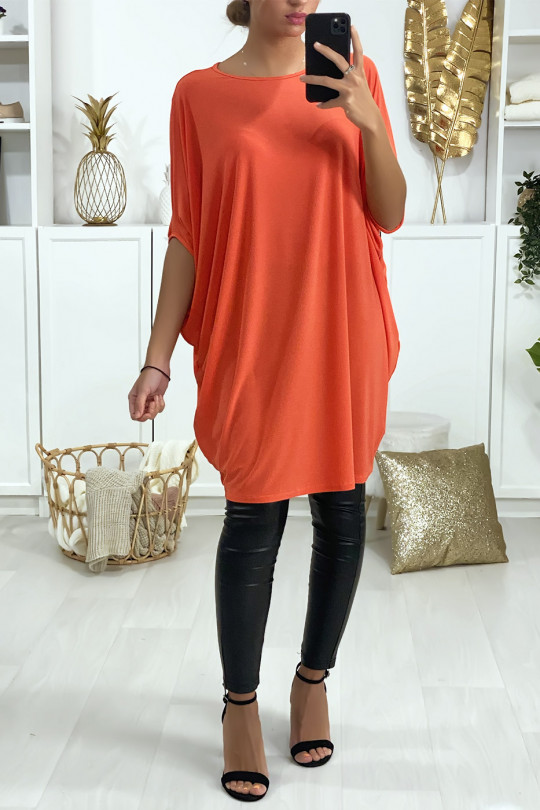 Schitterende ultra losse en trendy koraal tuniekjurk verkocht zonder riem Schitterende ultra losse en trendy koraal tuniekjurk verkocht zonder riem