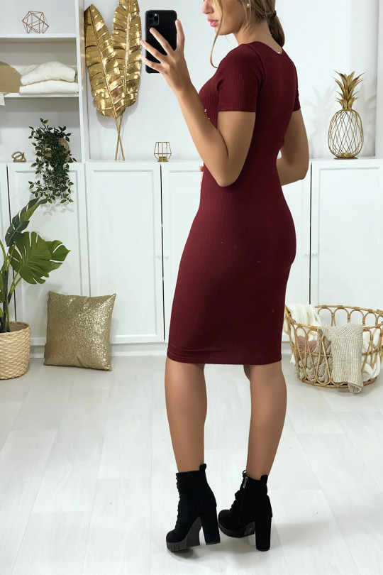 Robe Bordeaux moulante avec écriture et ailes strass "ANGEL" Robe Bordeaux moulante avec écriture et ailes strass "ANGEL"