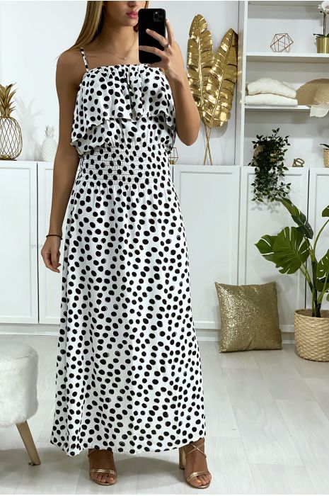 white polka dot dress