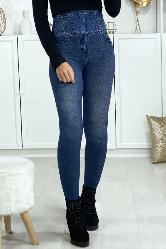 waist slimming leggings with jeans effect