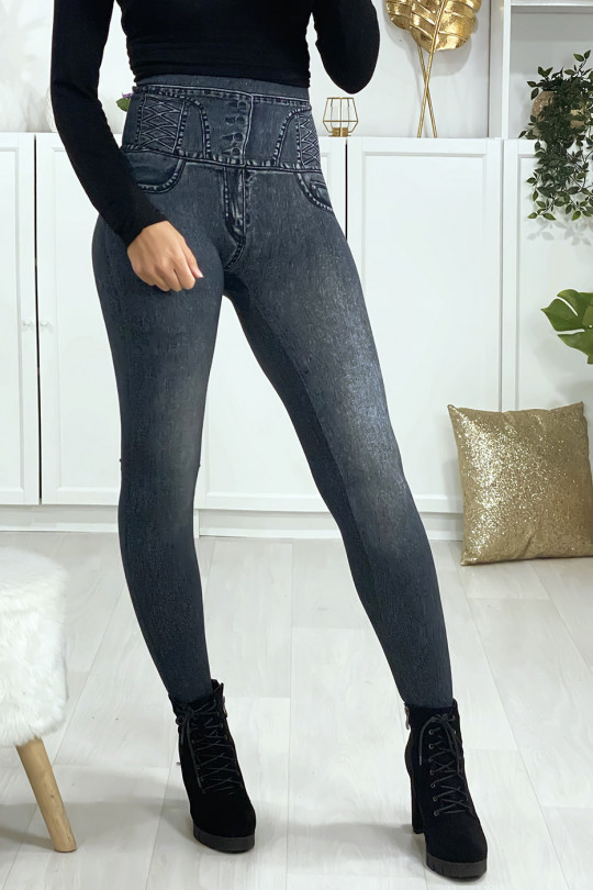 Leggings minceur taille haute effet jeans