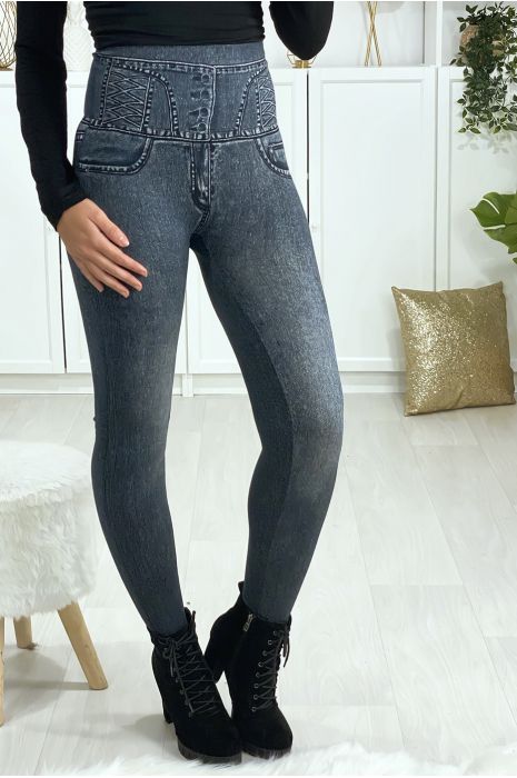 Leggings minceur taille haute effet jeans