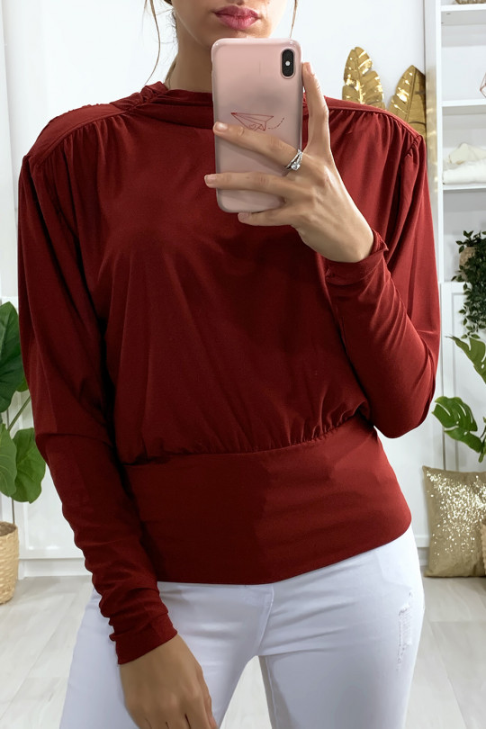 Blouse froncé bordeaux avec noeud au dos Blouse froncé bordeaux avec noeud au dos