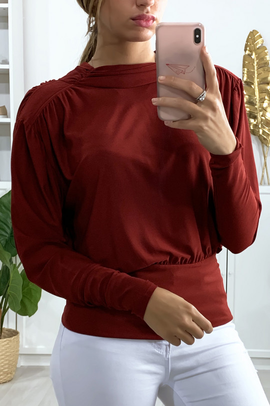 Blouse froncé bordeaux avec noeud au dos Blouse froncé bordeaux avec noeud au dos