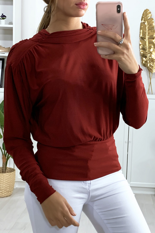 Blouse froncé bordeaux avec noeud au dos Blouse froncé bordeaux avec noeud au dos