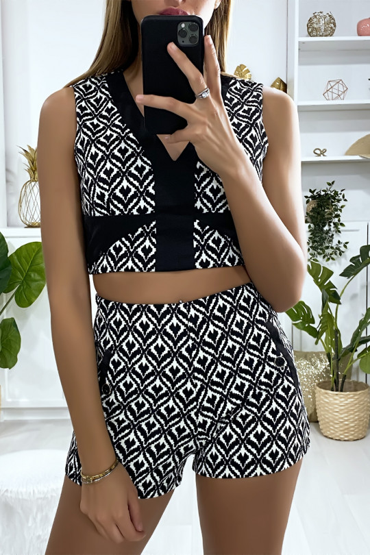 Ensemble short et top en noir et blanc Ensemble short et top en noir et blanc