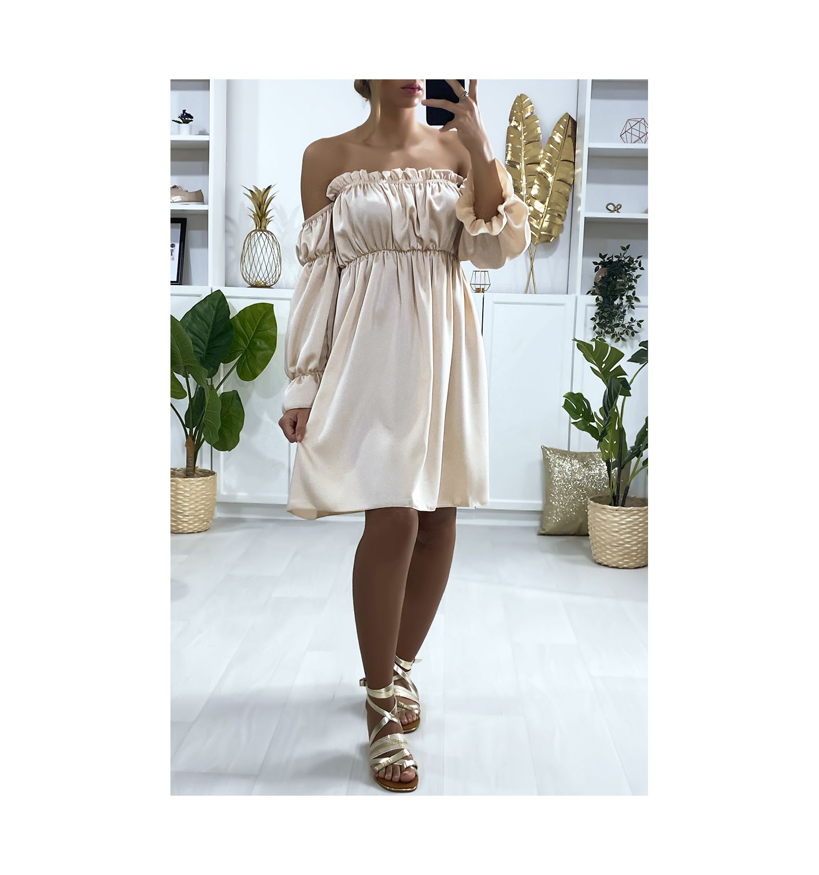 beige party dress