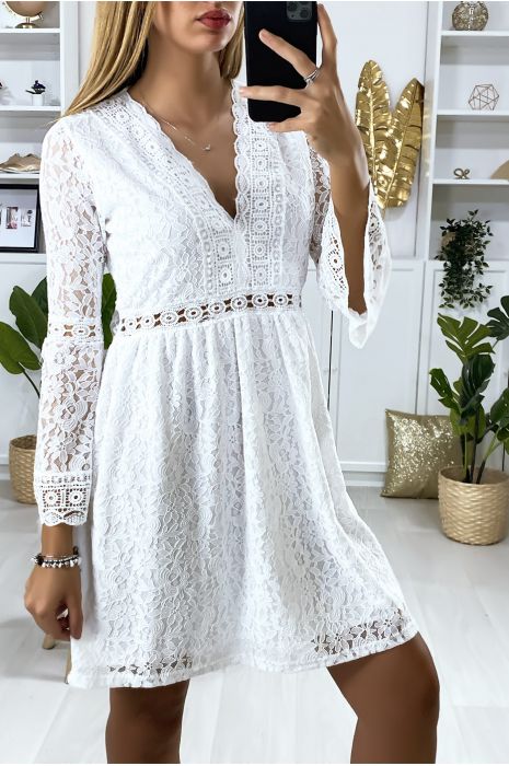 white dentelle dress