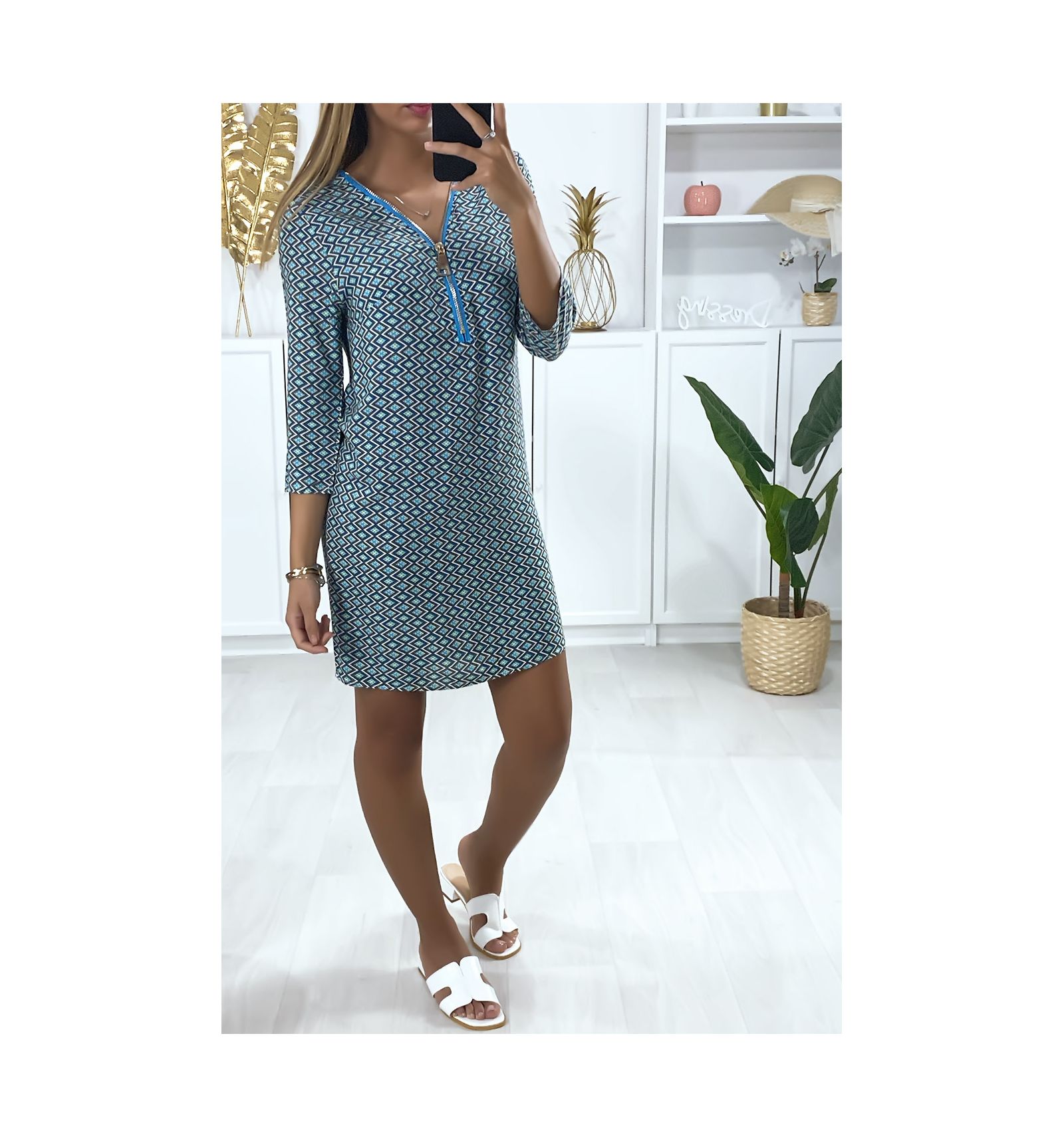 checked tunic dress