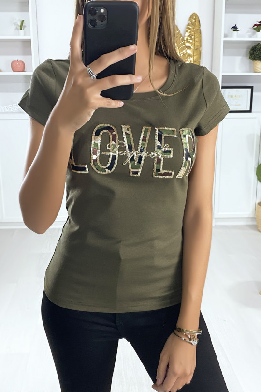T-shirt kaki camouflage " lover" T-shirt kaki camouflage " lover"