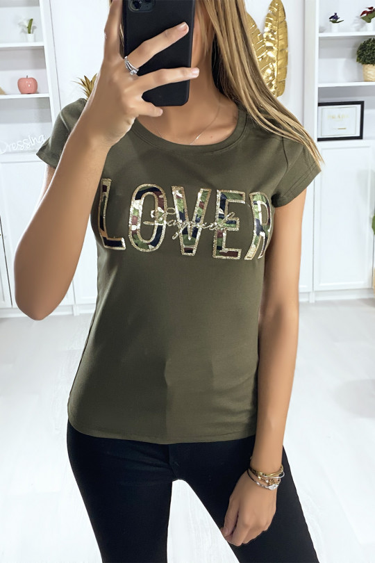 T-shirt kaki camouflage " lover" T-shirt kaki camouflage " lover"
