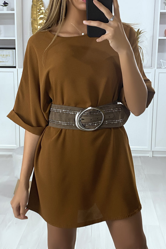 Ceinture en suédine gris clouté avec boucle ovale Ceinture en suédine gris clouté avec boucle ovale