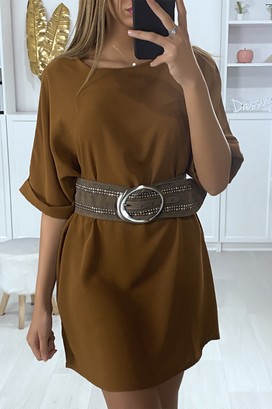 Ceinture en suédine gris clouté avec boucle ovale Ceinture en suédine gris clouté avec boucle ovale