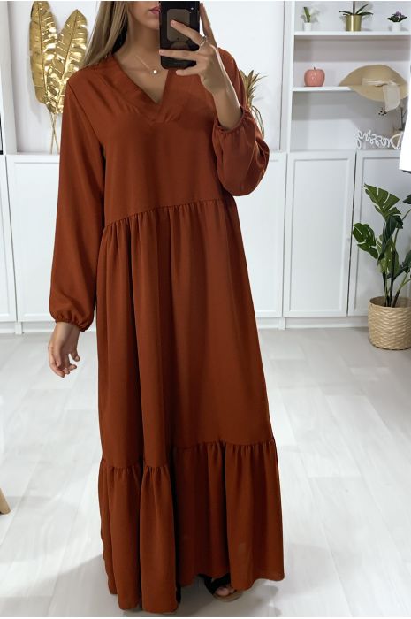 robe col v longue