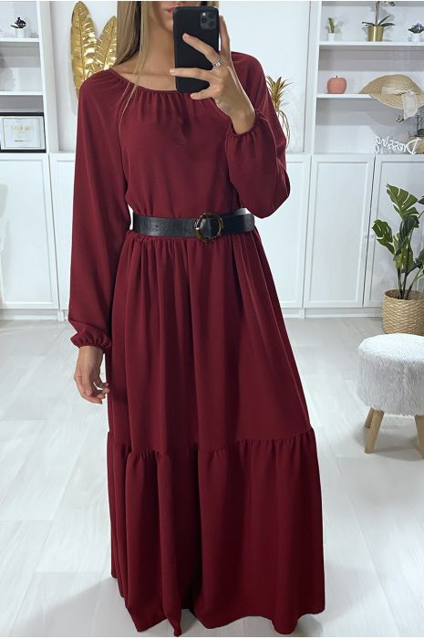 burgundy loose dress