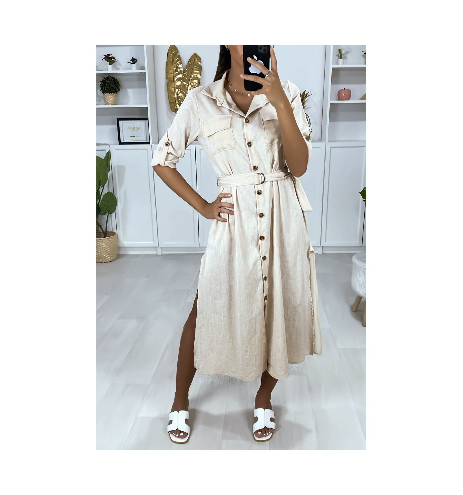 button up shirt dress with belt