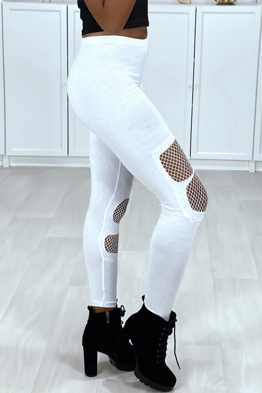 Legging blanc déchiré à l'avant avec résille à l'intérieur Legging blanc déchiré à l'avant avec résille à l'intérieur
