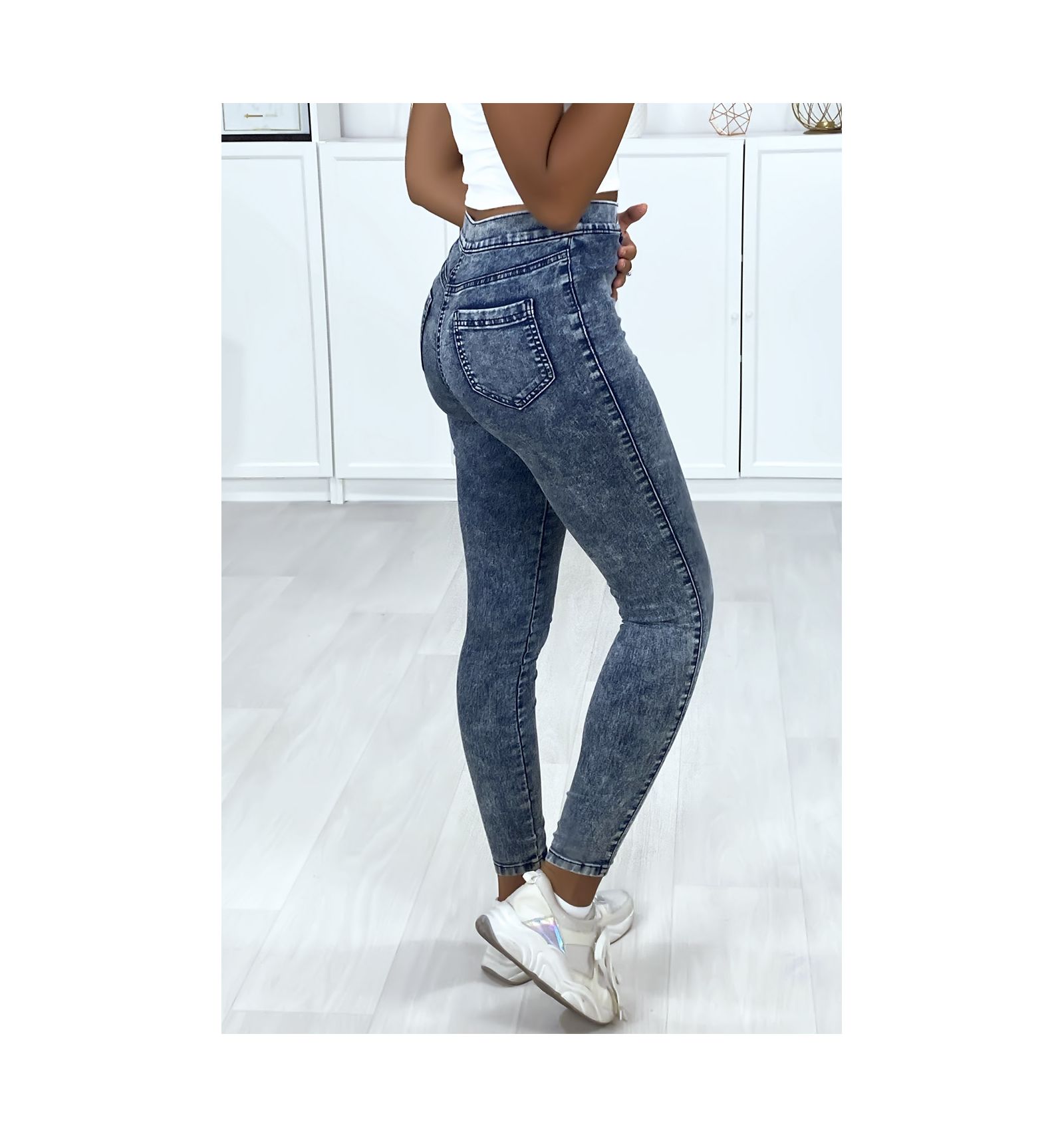 jean bleu taille haute femme