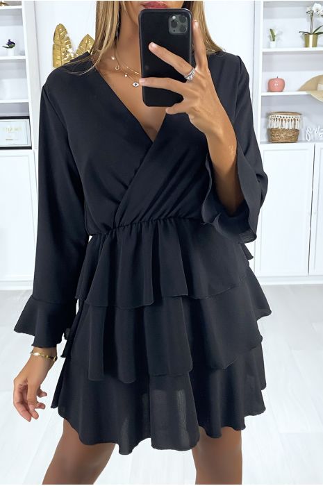 Robe noir a volant Clearance