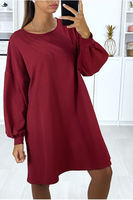 burgundy sweatshirt dress