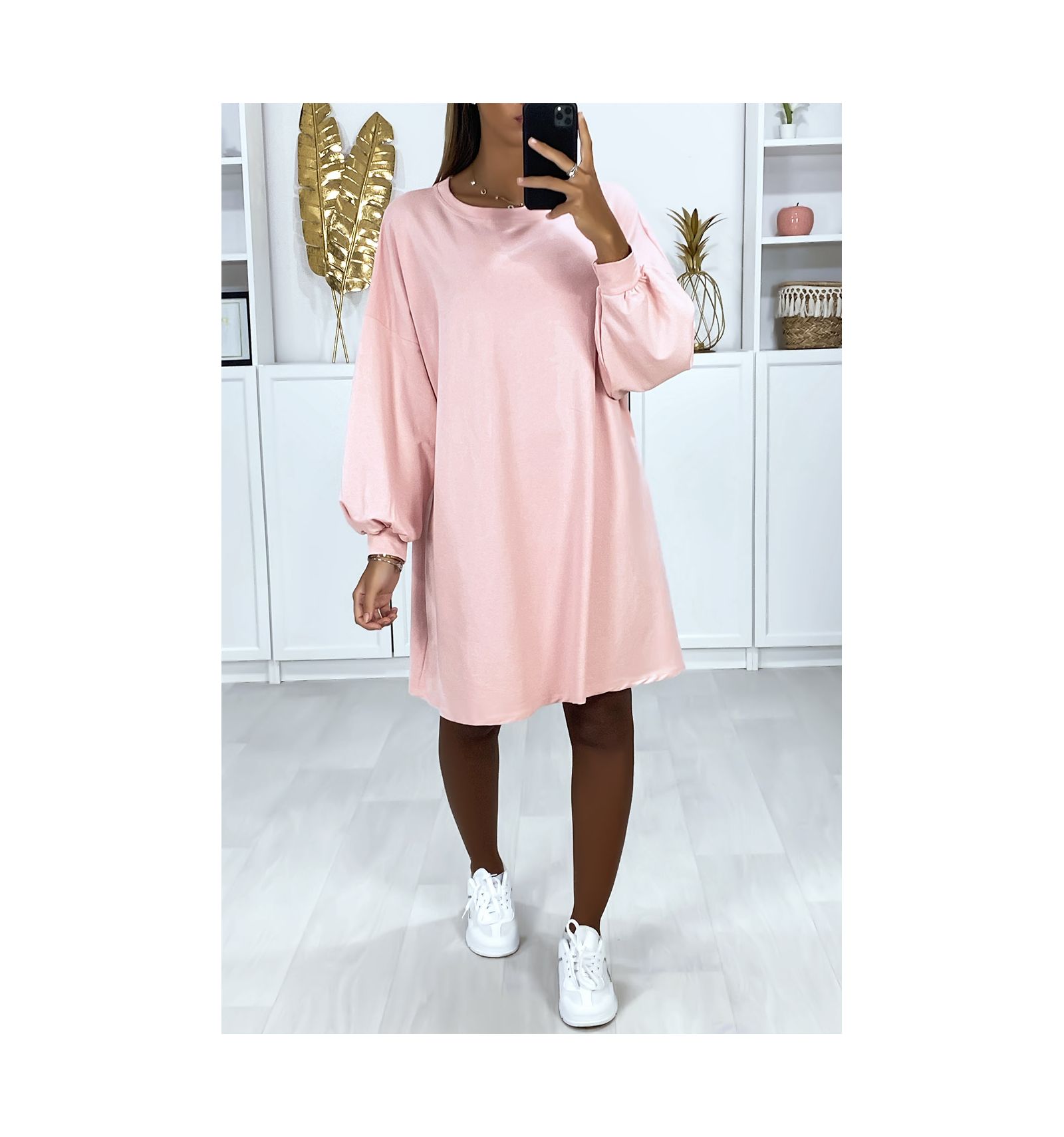 pink sweatshirt dress