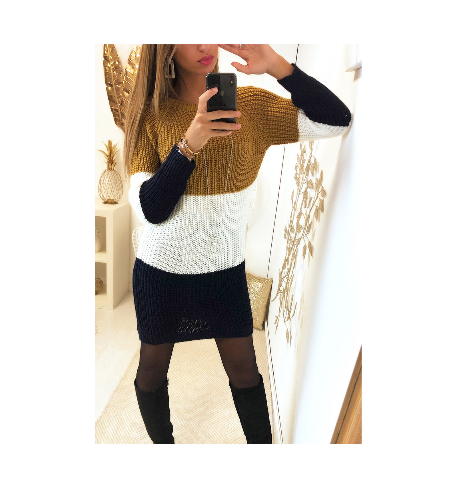 mustard color sweater dress