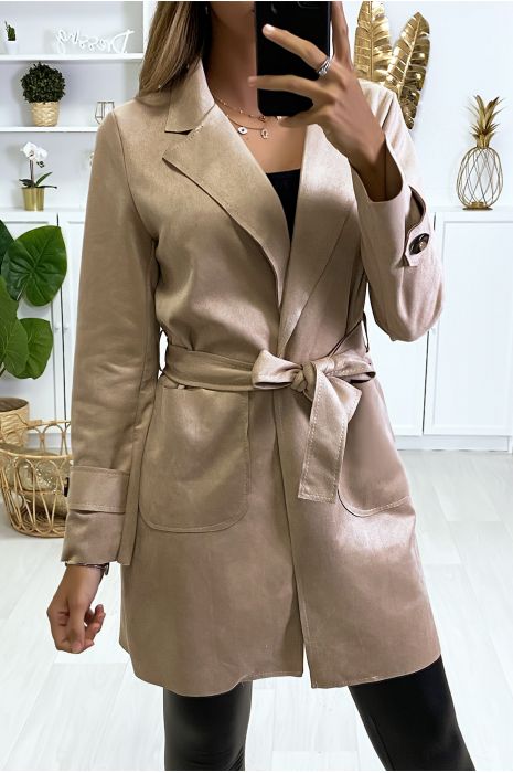 trench femme suedine