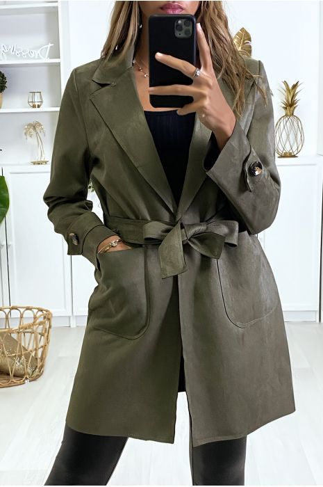 trench femme suedine