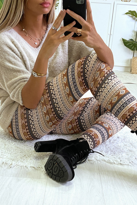 Legging à motif beige et camel Legging à motif beige et camel