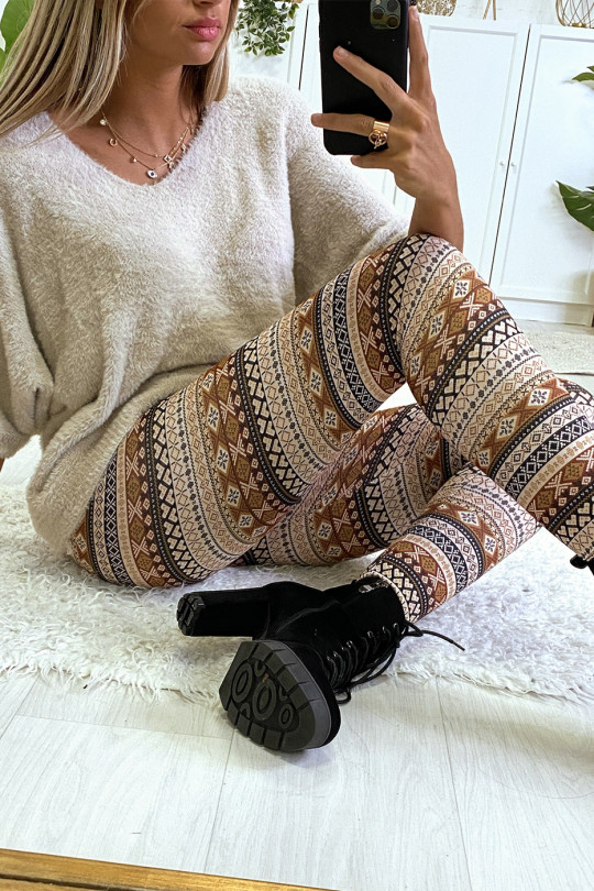 Legging à motif beige et camel Legging à motif beige et camel