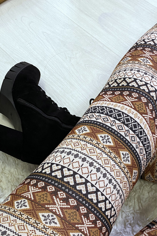 Legging à motif beige et camel Legging à motif beige et camel