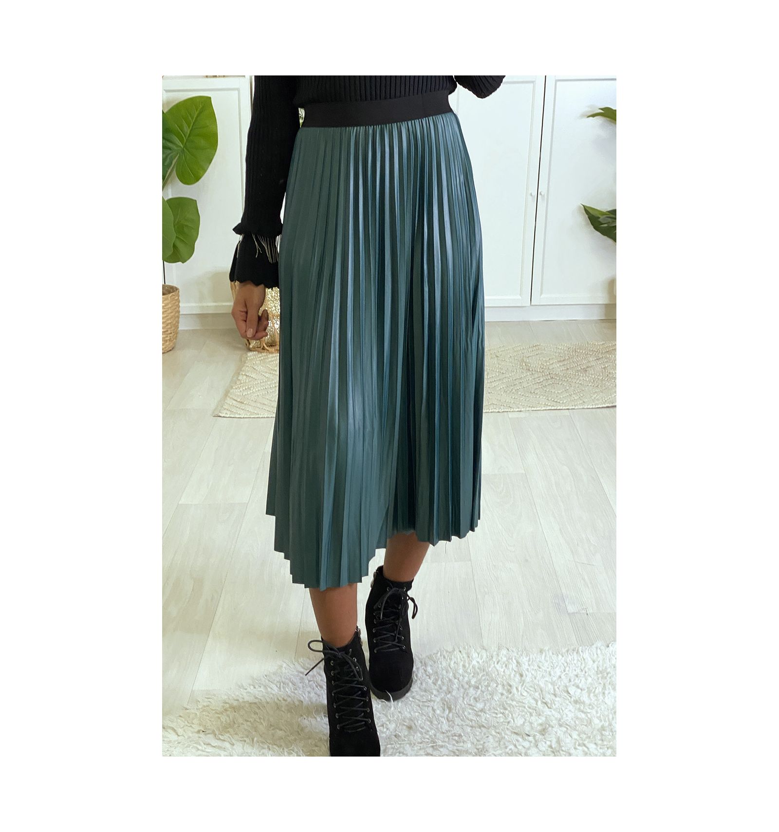 jupe plissée verte