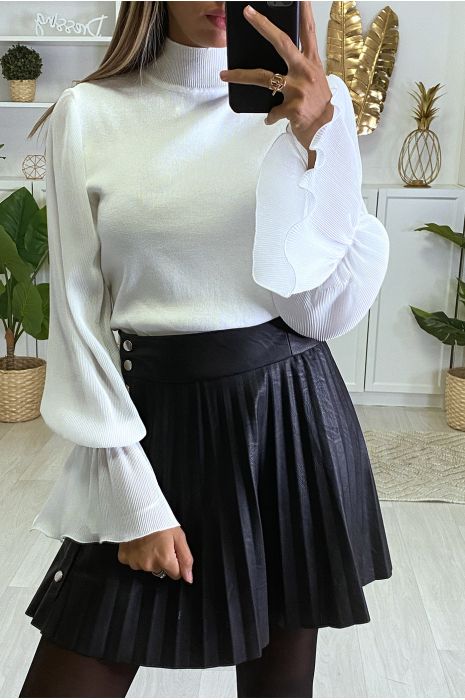 Ensemble 2 Pièces Zac Posen Runway - Top Mousseline Blanche à Manches Bouffantes - Taille 4 - Porté Une Fois